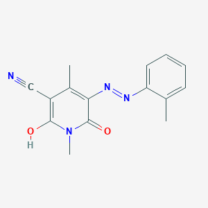molecular formula C15H14N4O2 B469839 6-Hydroxy-1,4-dimethyl-5-[(2-methylphenyl)diazenyl]-2-oxo-1,2-dihydro-3-pyridinecarbonitrile 