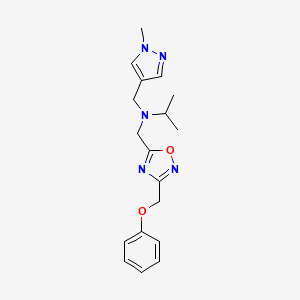 molecular formula C18H23N5O2 B4698448 N-[(1-methyl-1H-pyrazol-4-yl)methyl]-N-{[3-(phenoxymethyl)-1,2,4-oxadiazol-5-yl]methyl}-2-propanamine 