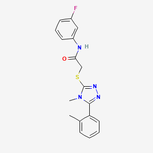 molecular formula C18H17FN4OS B4698474 N-(3-fluorophenyl)-2-{[4-methyl-5-(2-methylphenyl)-4H-1,2,4-triazol-3-yl]thio}acetamide 