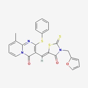 molecular formula C24H17N3O3S3 B4698507 3-{[3-(2-furylmethyl)-4-oxo-2-thioxo-1,3-thiazolidin-5-ylidene]methyl}-9-methyl-2-(phenylthio)-4H-pyrido[1,2-a]pyrimidin-4-one 