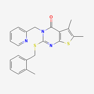 molecular formula C22H21N3OS2 B4698513 5,6-dimethyl-2-[(2-methylbenzyl)thio]-3-(2-pyridinylmethyl)thieno[2,3-d]pyrimidin-4(3H)-one 