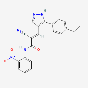 molecular formula C21H17N5O3 B4698520 2-cyano-3-[3-(4-ethylphenyl)-1H-pyrazol-4-yl]-N-(2-nitrophenyl)acrylamide 