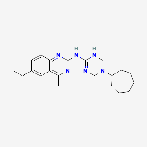 molecular formula C21H30N6 B4698531 N-(5-cycloheptyl-1,3,5-triazinan-2-ylidene)-6-ethyl-4-methylquinazolin-2-amine 