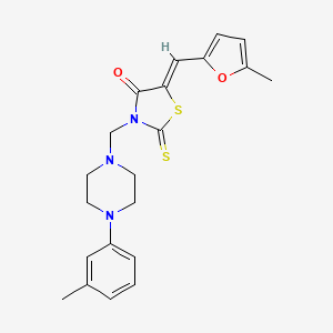 molecular formula C21H23N3O2S2 B4698539 5-[(5-methyl-2-furyl)methylene]-3-{[4-(3-methylphenyl)-1-piperazinyl]methyl}-2-thioxo-1,3-thiazolidin-4-one 