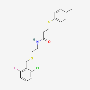 molecular formula C19H21ClFNOS2 B4698544 N-{2-[(2-chloro-6-fluorobenzyl)thio]ethyl}-3-[(4-methylphenyl)thio]propanamide 