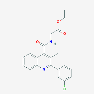 molecular formula C21H19ClN2O3 B4698552 ethyl N-{[2-(3-chlorophenyl)-3-methyl-4-quinolinyl]carbonyl}glycinate 