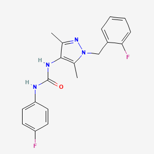 molecular formula C19H18F2N4O B4698570 N-[1-(2-fluorobenzyl)-3,5-dimethyl-1H-pyrazol-4-yl]-N'-(4-fluorophenyl)urea 