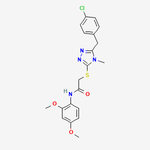 molecular formula C20H21ClN4O3S B4698607 2-{[5-(4-chlorobenzyl)-4-methyl-4H-1,2,4-triazol-3-yl]thio}-N-(2,4-dimethoxyphenyl)acetamide 
