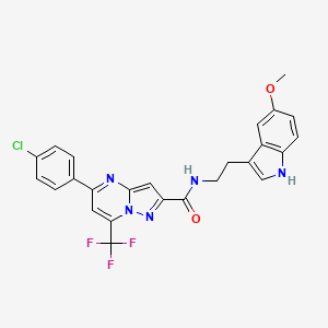 molecular formula C25H19ClF3N5O2 B4698618 5-(4-chlorophenyl)-N-[2-(5-methoxy-1H-indol-3-yl)ethyl]-7-(trifluoromethyl)pyrazolo[1,5-a]pyrimidine-2-carboxamide 