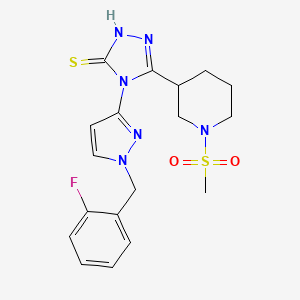 molecular formula C18H21FN6O2S2 B4698634 4-[1-(2-fluorobenzyl)-1H-pyrazol-3-yl]-5-[1-(methylsulfonyl)-3-piperidinyl]-4H-1,2,4-triazole-3-thiol 