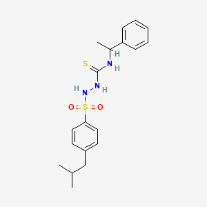 molecular formula C19H25N3O2S2 B4698658 2-[(4-isobutylphenyl)sulfonyl]-N-(1-phenylethyl)hydrazinecarbothioamide 