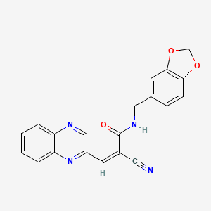 molecular formula C20H14N4O3 B4698705 N-(1,3-benzodioxol-5-ylmethyl)-2-cyano-3-(2-quinoxalinyl)acrylamide 