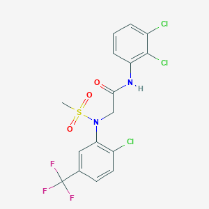 molecular formula C16H12Cl3F3N2O3S B4698732 N~2~-[2-chloro-5-(trifluoromethyl)phenyl]-N~1~-(2,3-dichlorophenyl)-N~2~-(methylsulfonyl)glycinamide 