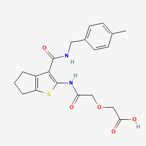 molecular formula C20H22N2O5S B4698733 {2-[(3-{[(4-methylbenzyl)amino]carbonyl}-5,6-dihydro-4H-cyclopenta[b]thien-2-yl)amino]-2-oxoethoxy}acetic acid 