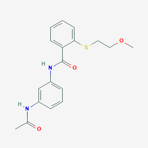 molecular formula C18H20N2O3S B4698754 N-[3-(acetylamino)phenyl]-2-[(2-methoxyethyl)thio]benzamide 