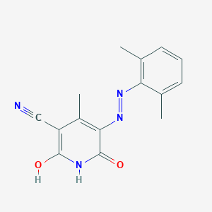 molecular formula C15H14N4O2 B469877 5-[(2,6-Dimethylphenyl)diazenyl]-6-hydroxy-4-methyl-2-oxo-1,2-dihydro-3-pyridinecarbonitrile 