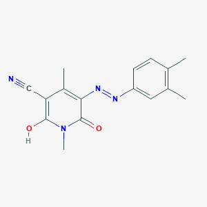 molecular formula C16H16N4O2 B469879 5-[(3,4-Dimethylphenyl)diazenyl]-6-hydroxy-1,4-dimethyl-2-oxo-1,2-dihydro-3-pyridinecarbonitrile 