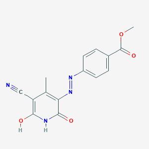 molecular formula C15H12N4O4 B469880 Methyl 4-[(5-cyano-2-hydroxy-4-methyl-6-oxo-1,6-dihydro-3-pyridinyl)diazenyl]benzoate CAS No. 845902-00-3