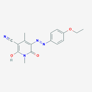 molecular formula C16H16N4O3 B469881 5-[(4-Ethoxyphenyl)diazenyl]-6-hydroxy-1,4-dimethyl-2-oxo-1,2-dihydro-3-pyridinecarbonitrile 