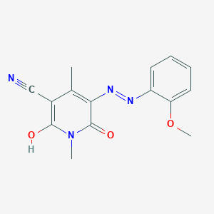 molecular formula C15H14N4O3 B469882 6-Hydroxy-5-[(2-methoxyphenyl)diazenyl]-1,4-dimethyl-2-oxo-1,2-dihydro-3-pyridinecarbonitrile 