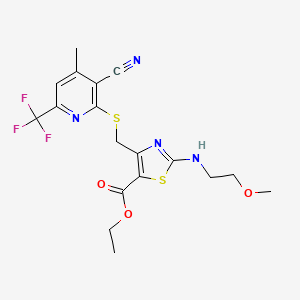 ethyl 4-({[3-cyano-4-methyl-6-(trifluoromethyl)-2-pyridinyl]thio}methyl)-2-[(2-methoxyethyl)amino]-1,3-thiazole-5-carboxylate