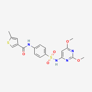 molecular formula C18H18N4O5S2 B4698843 N-(4-{[(2,6-dimethoxy-4-pyrimidinyl)amino]sulfonyl}phenyl)-5-methyl-3-thiophenecarboxamide 