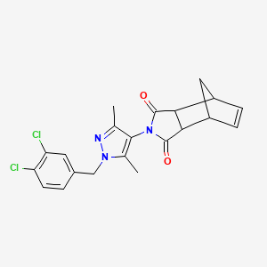 molecular formula C21H19Cl2N3O2 B4698912 4-[1-(3,4-dichlorobenzyl)-3,5-dimethyl-1H-pyrazol-4-yl]-4-azatricyclo[5.2.1.0~2,6~]dec-8-ene-3,5-dione 