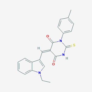 molecular formula C22H19N3O2S B469893 5-[(1-ethyl-1H-indol-3-yl)methylene]-1-(4-methylphenyl)-2-thioxodihydro-4,6(1H,5H)-pyrimidinedione CAS No. 445409-95-0