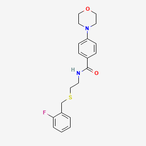 molecular formula C20H23FN2O2S B4698940 N-{2-[(2-fluorobenzyl)thio]ethyl}-4-(4-morpholinyl)benzamide 