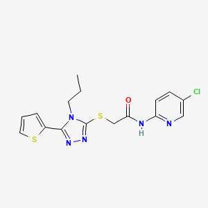 molecular formula C16H16ClN5OS2 B4698942 N-(5-chloro-2-pyridinyl)-2-{[4-propyl-5-(2-thienyl)-4H-1,2,4-triazol-3-yl]thio}acetamide 