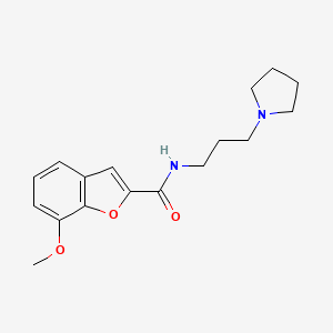 molecular formula C17H22N2O3 B4698987 7-methoxy-N-[3-(1-pyrrolidinyl)propyl]-1-benzofuran-2-carboxamide 