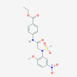 molecular formula C19H21N3O8S B4699001 ethyl 4-{[N-(2-methoxy-5-nitrophenyl)-N-(methylsulfonyl)glycyl]amino}benzoate 