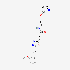 molecular formula C22H26N4O4 B4699015 3-{5-[2-(2-methoxyphenyl)ethyl]-1,3,4-oxadiazol-2-yl}-N-[3-(3-pyridinyloxy)propyl]propanamide 