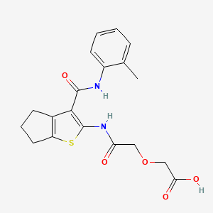 molecular formula C19H20N2O5S B4699016 {2-[(3-{[(2-methylphenyl)amino]carbonyl}-5,6-dihydro-4H-cyclopenta[b]thien-2-yl)amino]-2-oxoethoxy}acetic acid 