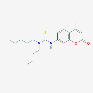 molecular formula C21H30N2O2S B4699050 N'-(4-methyl-2-oxo-2H-chromen-7-yl)-N,N-dipentylthiourea 