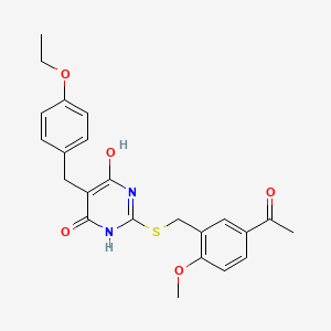 molecular formula C23H24N2O5S B4699063 1-[3-({[5-(4-ethoxybenzyl)-4,6-dihydroxy-2-pyrimidinyl]thio}methyl)-4-methoxyphenyl]ethanone 