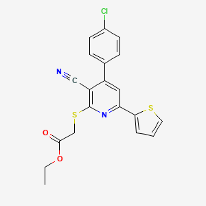 molecular formula C20H15ClN2O2S2 B4699064 ethyl {[4-(4-chlorophenyl)-3-cyano-6-(2-thienyl)pyridin-2-yl]thio}acetate 