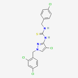 molecular formula C18H14Cl4N4S B4699087 N-(4-chlorobenzyl)-N'-[4-chloro-1-(2,4-dichlorobenzyl)-1H-pyrazol-3-yl]thiourea 