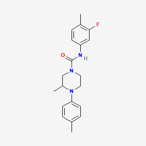 molecular formula C20H24FN3O B4699093 N-(3-fluoro-4-methylphenyl)-3-methyl-4-(4-methylphenyl)-1-piperazinecarboxamide 