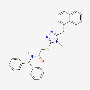 molecular formula C29H26N4OS B4699103 N-(diphenylmethyl)-2-{[4-methyl-5-(1-naphthylmethyl)-4H-1,2,4-triazol-3-yl]thio}acetamide 