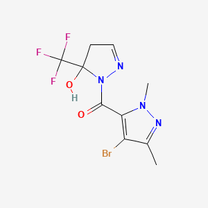 molecular formula C10H10BrF3N4O2 B4699162 1-[(4-bromo-1,3-dimethyl-1H-pyrazol-5-yl)carbonyl]-5-(trifluoromethyl)-4,5-dihydro-1H-pyrazol-5-ol 