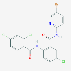 molecular formula C19H11BrCl3N3O2 B4699222 N-(2-{[(5-bromo-2-pyridinyl)amino]carbonyl}-4-chlorophenyl)-2,4-dichlorobenzamide 