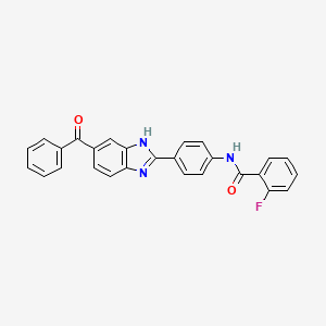 molecular formula C27H18FN3O2 B4699241 N-[4-(5-benzoyl-1H-benzimidazol-2-yl)phenyl]-2-fluorobenzamide 