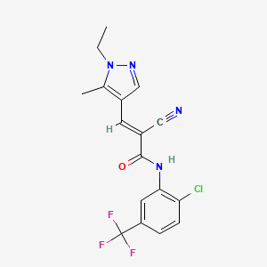 molecular formula C17H14ClF3N4O B4699283 N-[2-chloro-5-(trifluoromethyl)phenyl]-2-cyano-3-(1-ethyl-5-methyl-1H-pyrazol-4-yl)acrylamide 