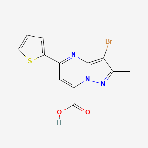 molecular formula C12H8BrN3O2S B4699307 3-bromo-2-methyl-5-(2-thienyl)pyrazolo[1,5-a]pyrimidine-7-carboxylic acid 