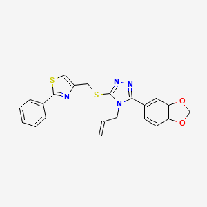molecular formula C22H18N4O2S2 B4699328 4-allyl-3-(1,3-benzodioxol-5-yl)-5-{[(2-phenyl-1,3-thiazol-4-yl)methyl]thio}-4H-1,2,4-triazole 