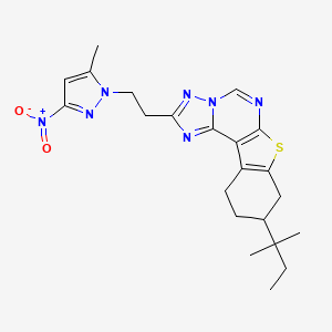 molecular formula C22H27N7O2S B4699341 9-(1,1-dimethylpropyl)-2-[2-(5-methyl-3-nitro-1H-pyrazol-1-yl)ethyl]-8,9,10,11-tetrahydro[1]benzothieno[3,2-e][1,2,4]triazolo[1,5-c]pyrimidine 