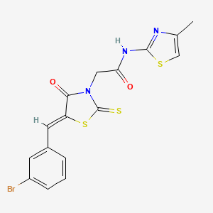 molecular formula C16H12BrN3O2S3 B4699423 2-[5-(3-bromobenzylidene)-4-oxo-2-thioxo-1,3-thiazolidin-3-yl]-N-(4-methyl-1,3-thiazol-2-yl)acetamide 