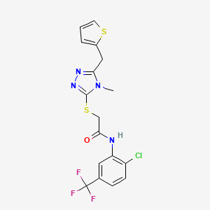molecular formula C17H14ClF3N4OS2 B4699438 N-[2-chloro-5-(trifluoromethyl)phenyl]-2-{[4-methyl-5-(2-thienylmethyl)-4H-1,2,4-triazol-3-yl]thio}acetamide 