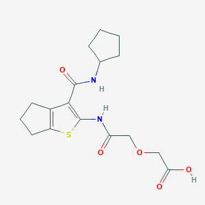 molecular formula C17H22N2O5S B4699469 [2-({3-[(cyclopentylamino)carbonyl]-5,6-dihydro-4H-cyclopenta[b]thien-2-yl}amino)-2-oxoethoxy]acetic acid 